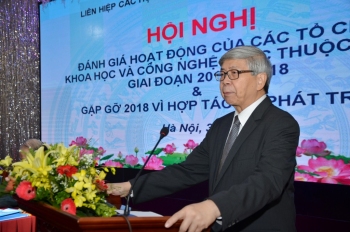 GS.TSKH Đặng Vũ Minh - Chủ tịch LHH Việt Nam tại Hội nghị tổng kết hoạt động của các tổ chức KH&CN trực thuộc LHH Việt Nam.