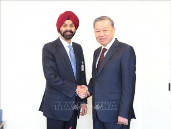 Tổng Bí thư, Chủ tịch nước Tô Lâm tiếp Chủ tịch Ngân hàng Thế giới (World Bank) Ajay Banga. Ảnh: Lâm Khánh/TTXVN