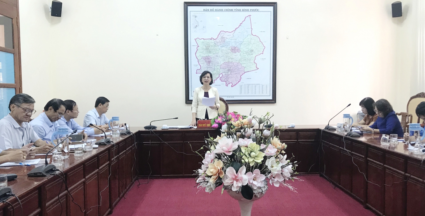 Đồng chí Trần Tuyết Minh phát biểu kết luận cuộc họp