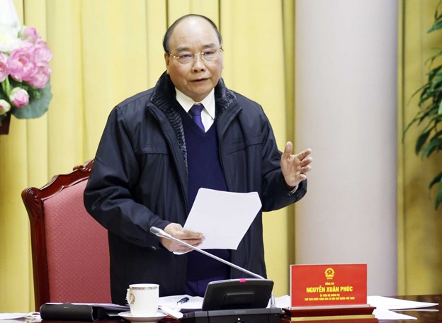 Chủ tịch nước Nguyễn Xuân Phúc phát biểu tại buổi làm việc. 