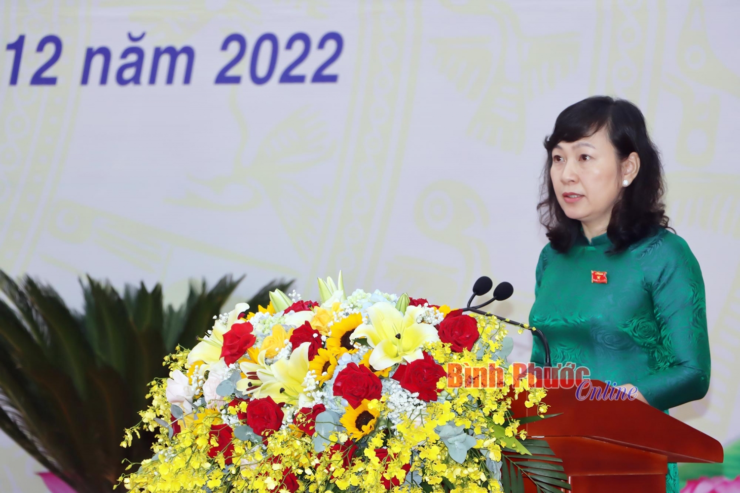 Phó Bí thư Thường trực Tỉnh ủy, Chủ tịch HĐND tỉnh Huỳnh Thị Hằng phát biểu khai mạc kỳ họp