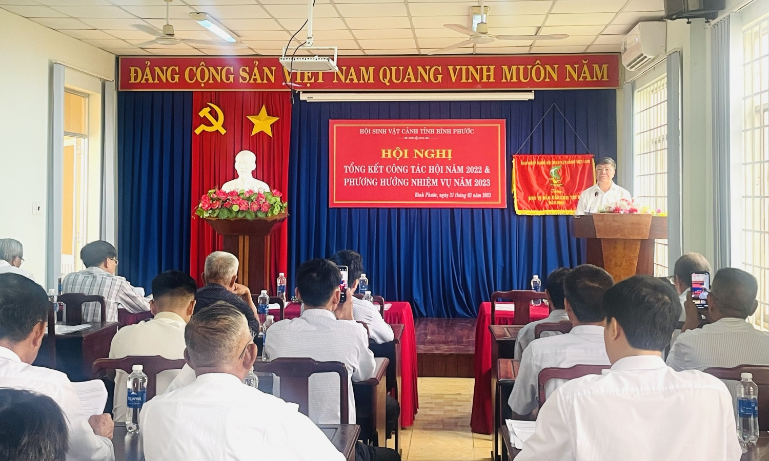 Ông Nguyễn Công Minh - Chủ tịch Hội Sinh vật cảnh tỉnh Bình Phước phát biểu khai mạc Hội nghị